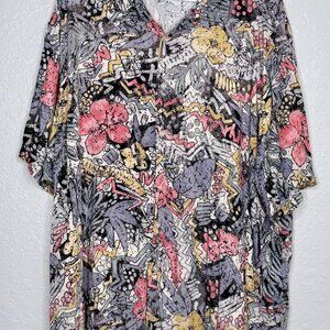 Bershka Button Up Shirt Viscose Fun Print Extra Large (XL)‎